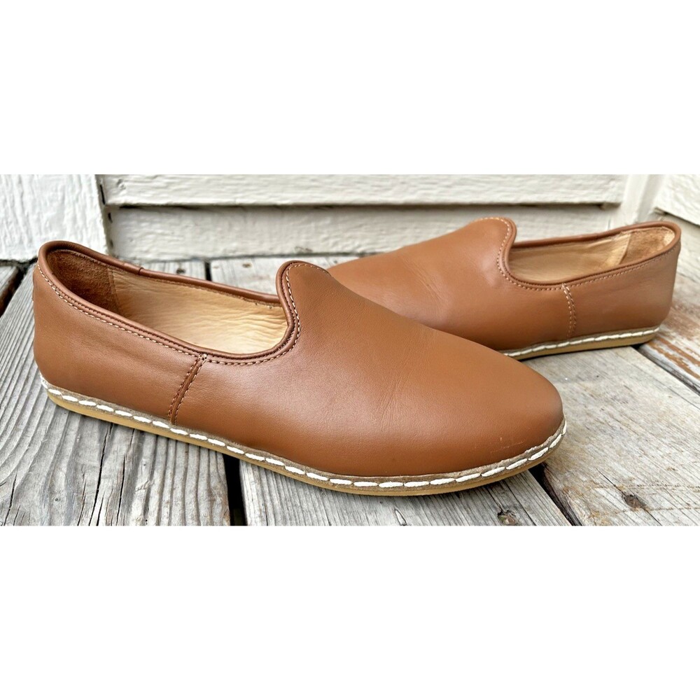 Charix Women’s 39 US 8.5 Camel Leather Slip-On Flats
